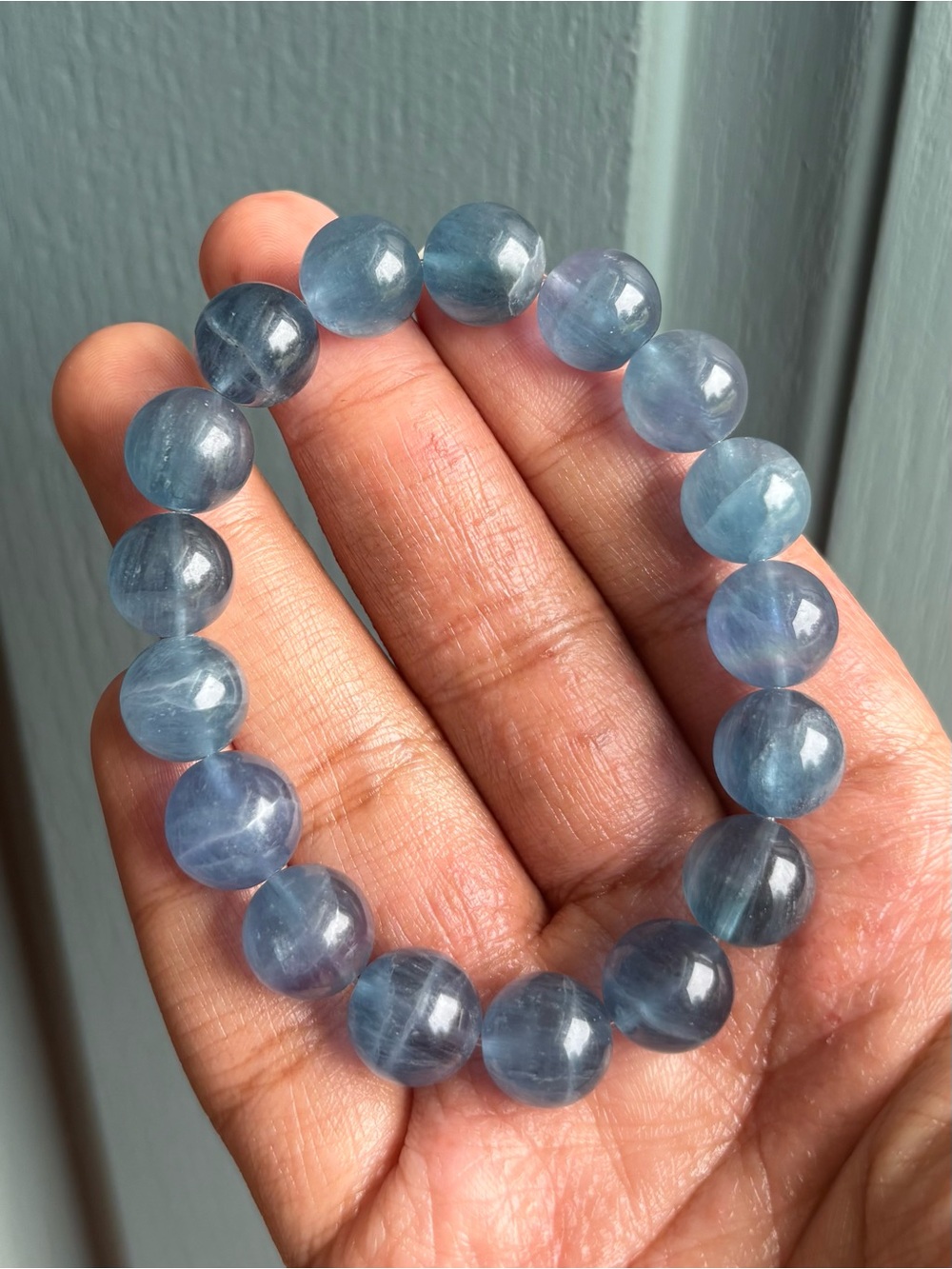 Blue Fluorite Crystal Bracelet 12mm